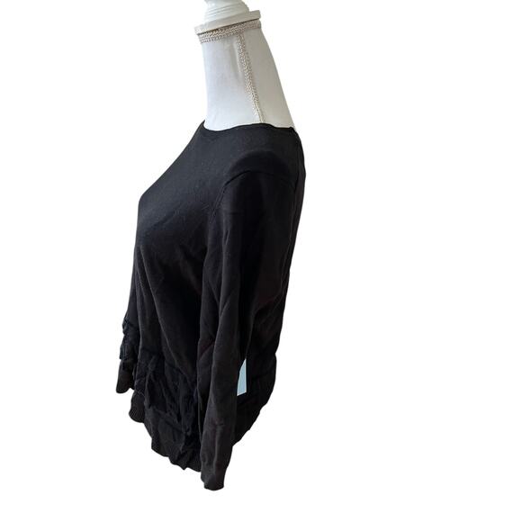 CeCe Cynthia Steefe Feminine Ruffle Tiered Sweater Black M - Picture 2 of 6